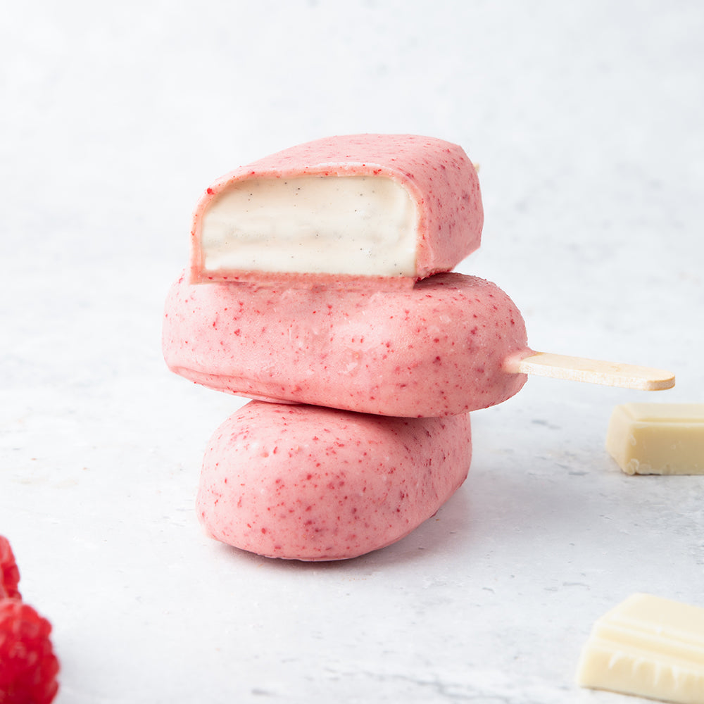 Esquimau chocolaté vanille framboise blanc